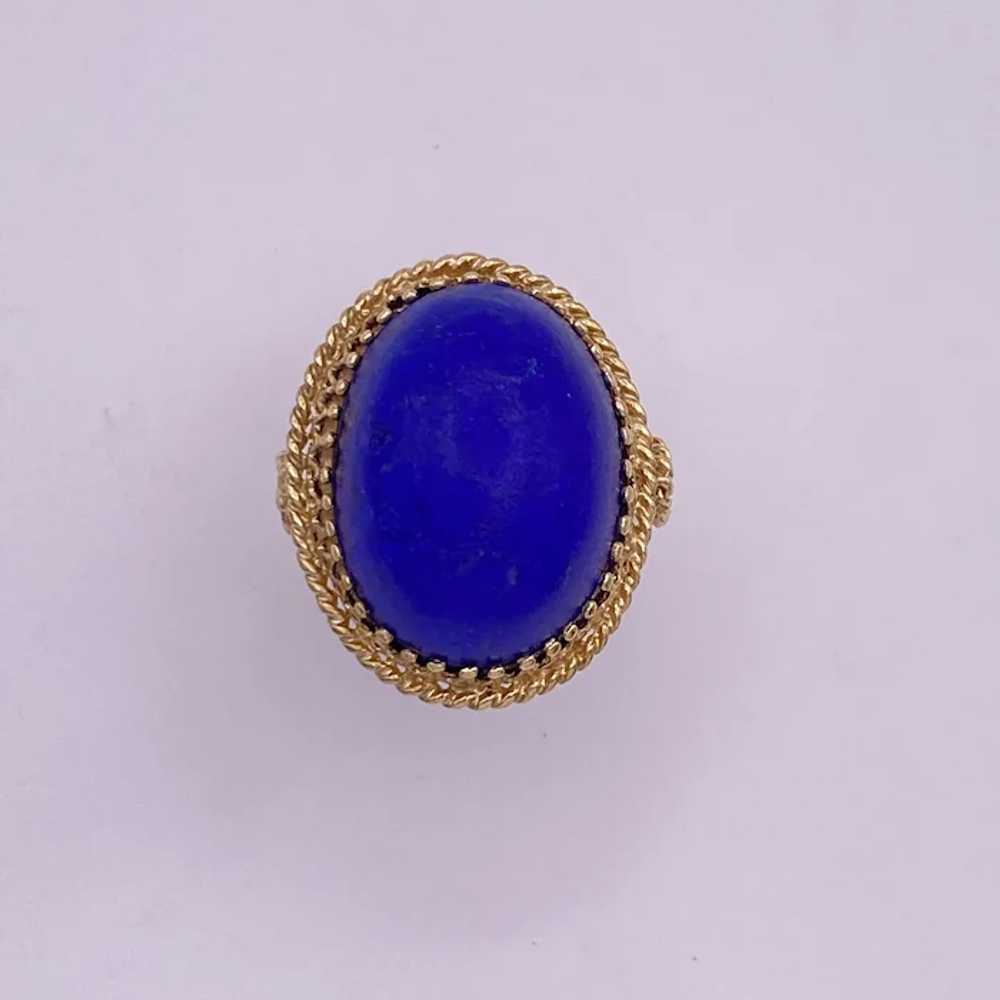 Big Bohemian Lapis Lazuli Cabochon Ring Hand Craf… - image 4