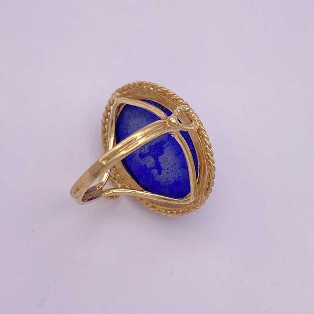 Big Bohemian Lapis Lazuli Cabochon Ring Hand Craf… - image 6