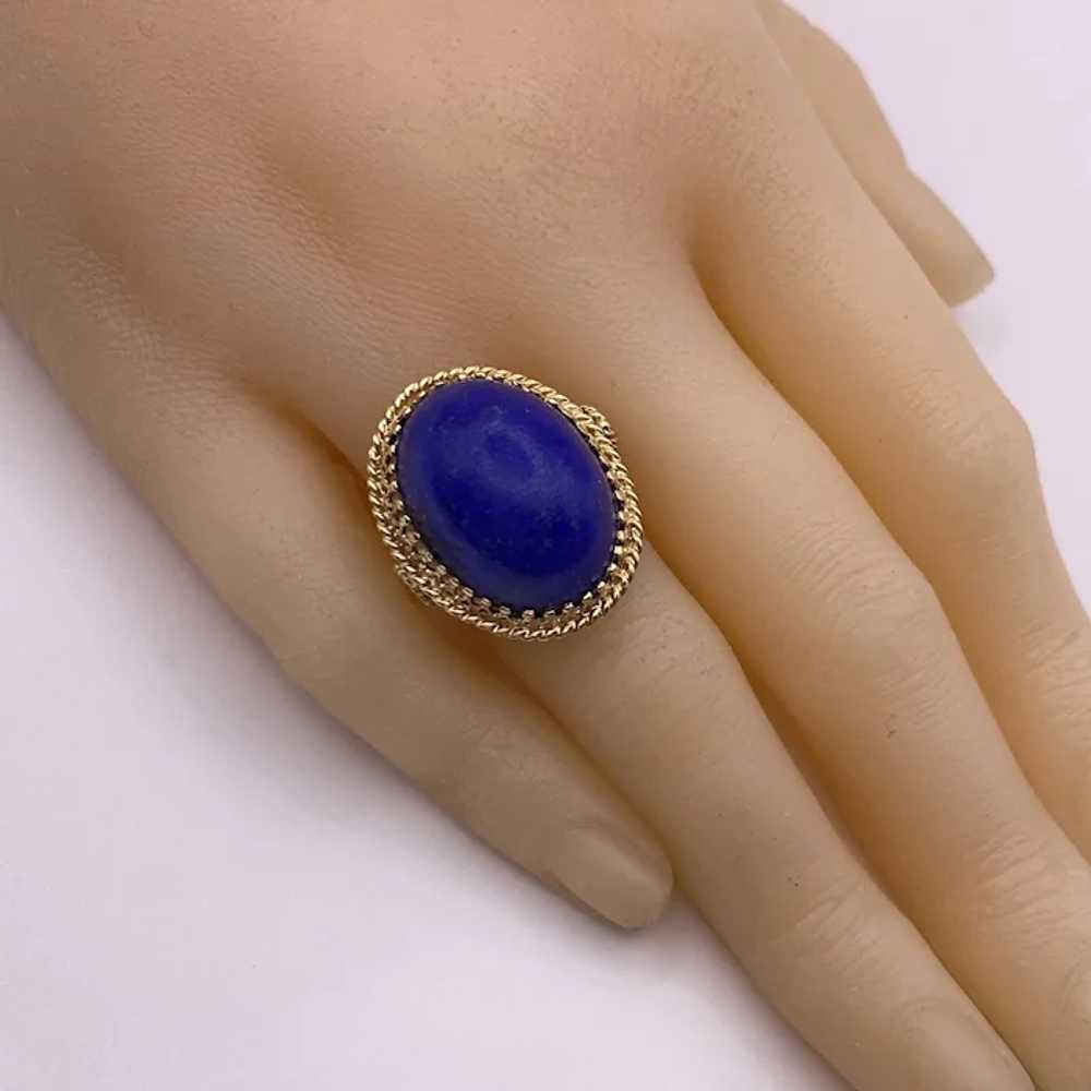 Big Bohemian Lapis Lazuli Cabochon Ring Hand Craf… - image 7
