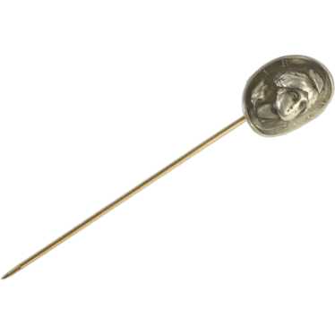 10K Repousse Coin Face Mercury Dime Stick Pin Yell