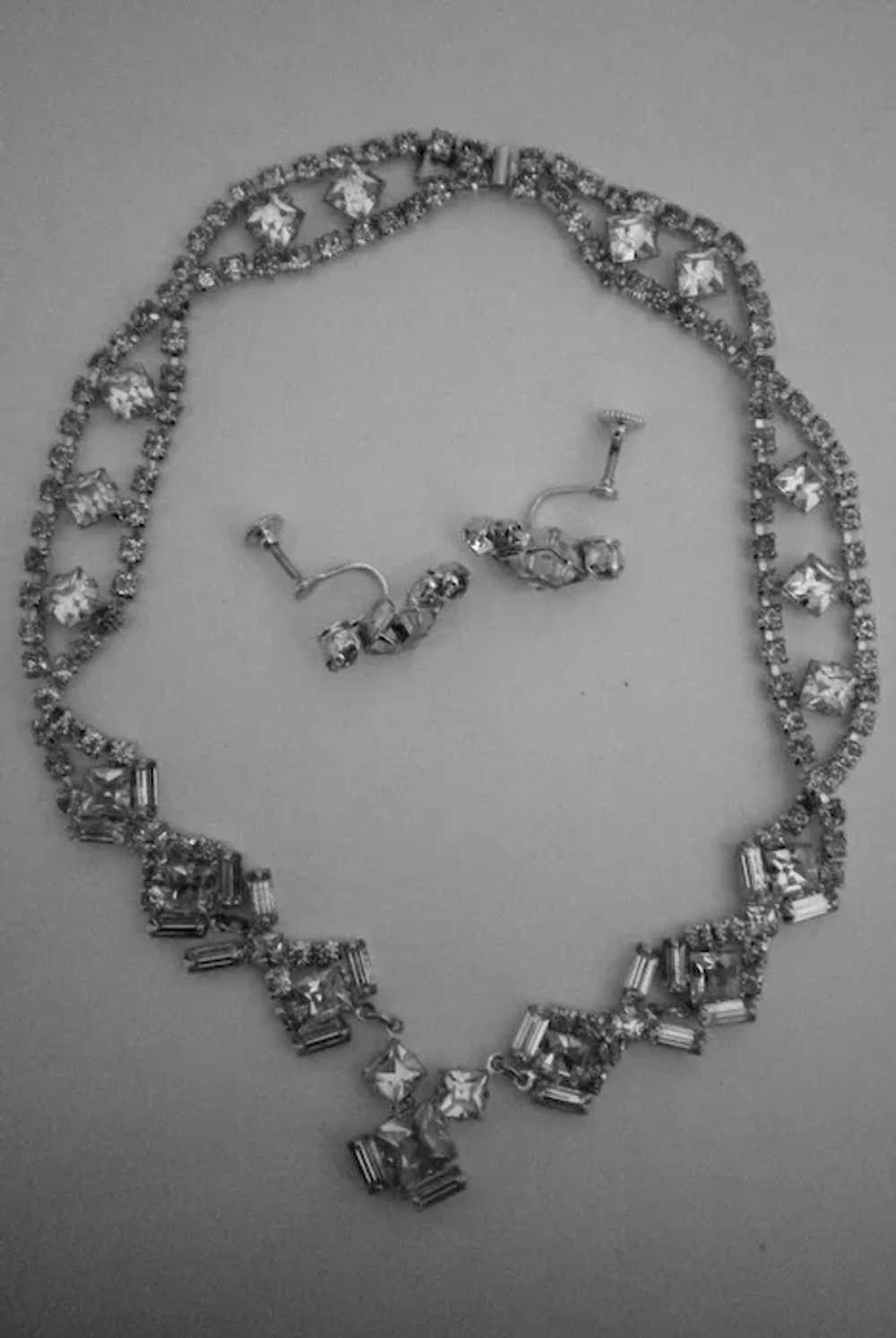 Rhinestone Necklace & Earring Set - image 1
