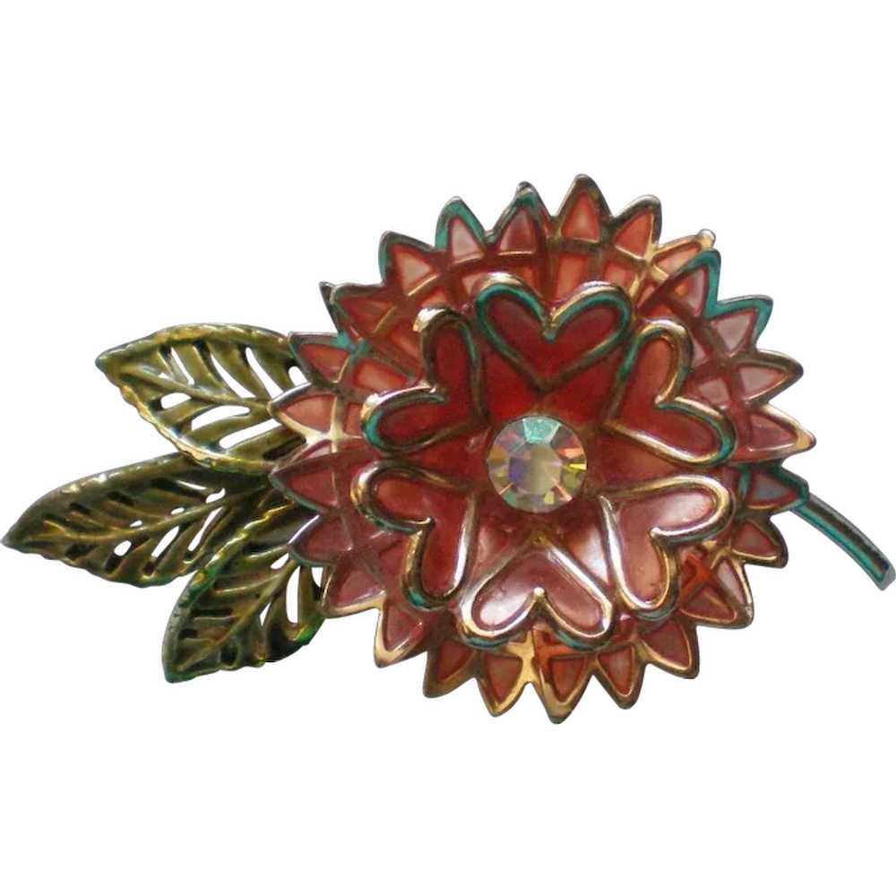 Vintage Coro Flower Brooch - image 1