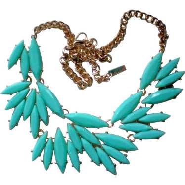 Turquoise Faceted Bold Plastic Necklace - image 1
