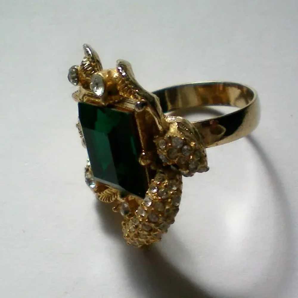Emerald Green Stone Cocktail Ring - image 4