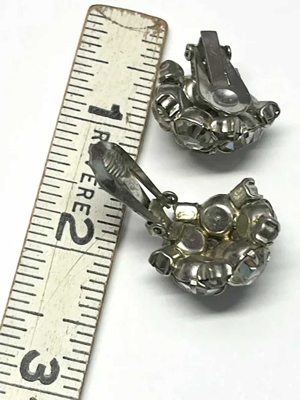 Vintage rhinestone silver clip on earrings - image 4