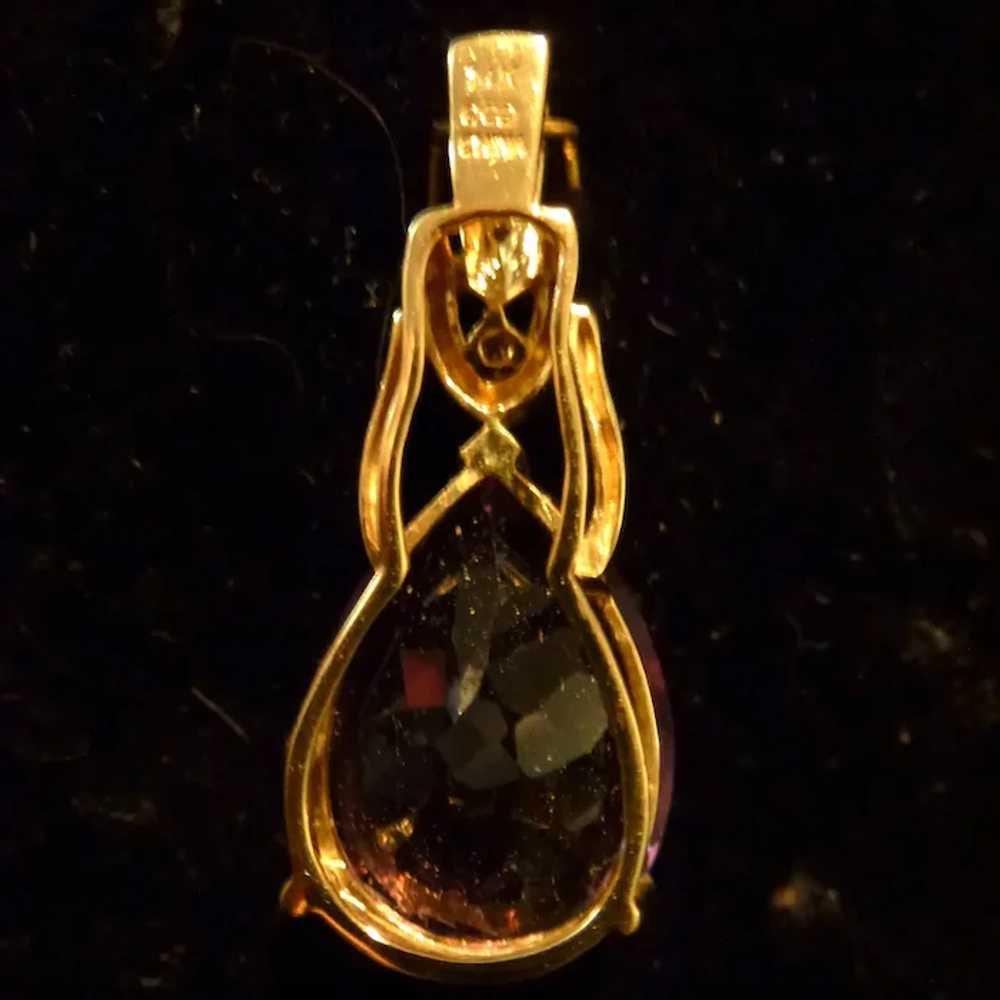 14k Amethyst and Diamond Pear Shape Pendant - image 6