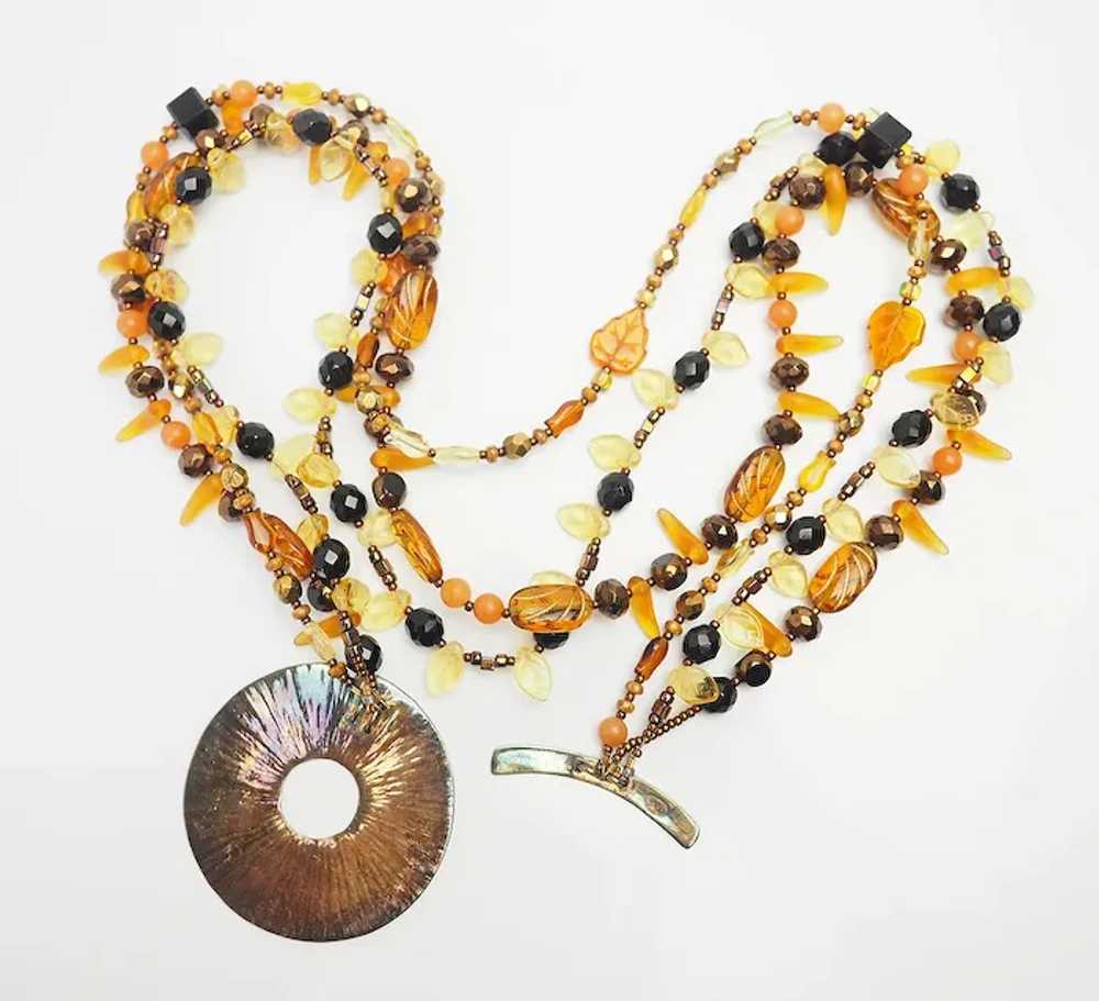 Superb amber color glass ornate beads sterling si… - image 3