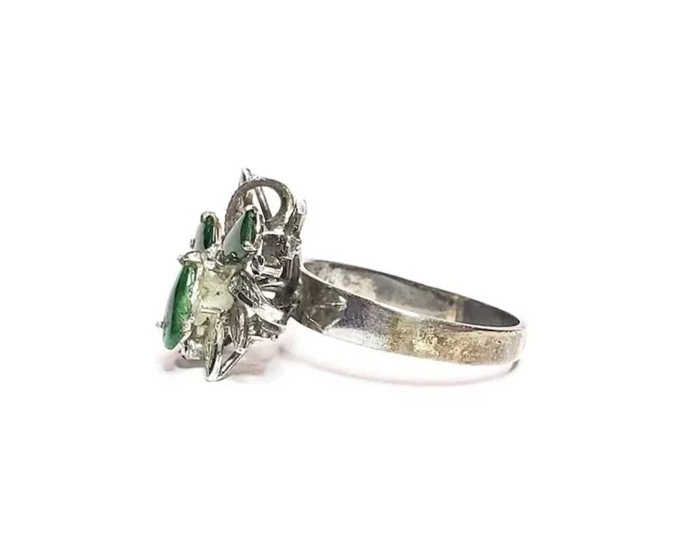 Jade Ring Vintage Jadeite Jade Sterling Womens Ri… - image 3