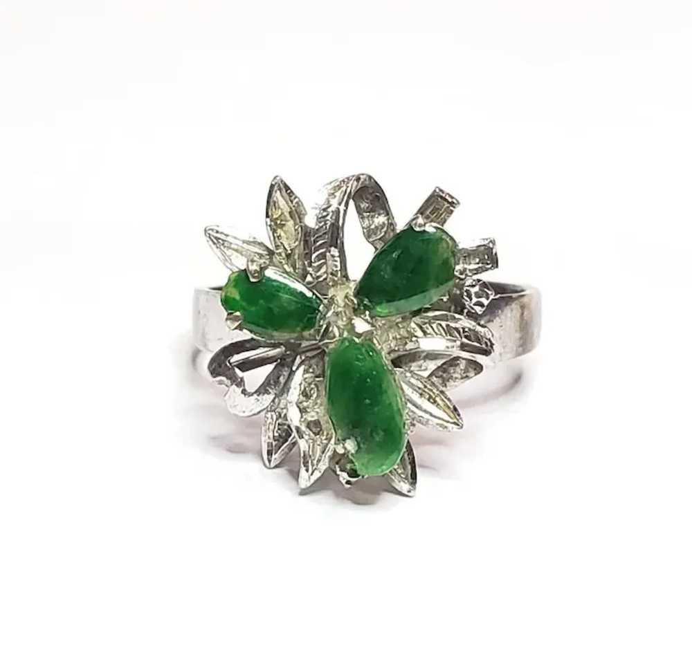 Jade Ring Vintage Jadeite Jade Sterling Womens Ri… - image 6