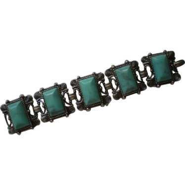 Chunky Five Link faux Turquoise Bracelet - image 1