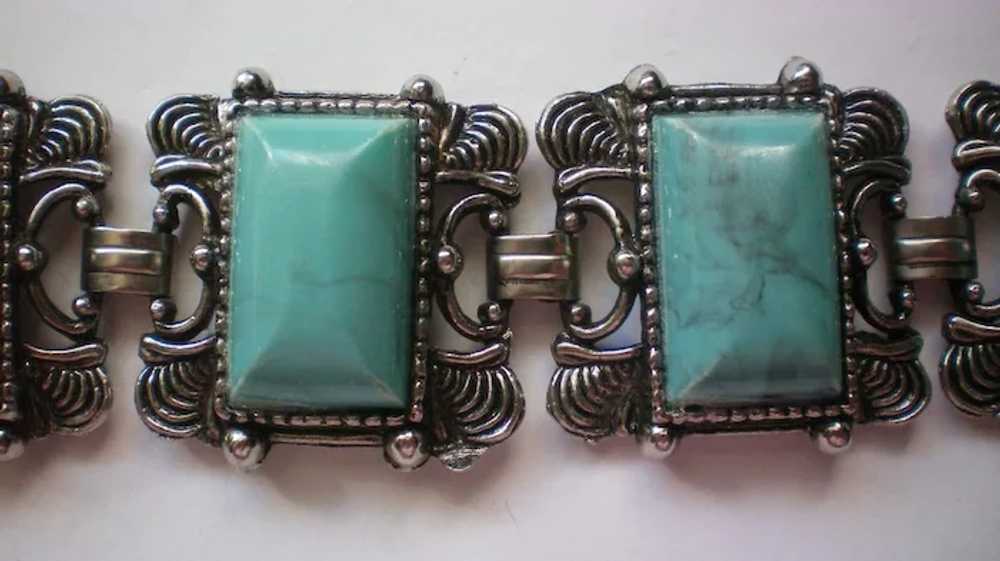 Chunky Five Link faux Turquoise Bracelet - image 2