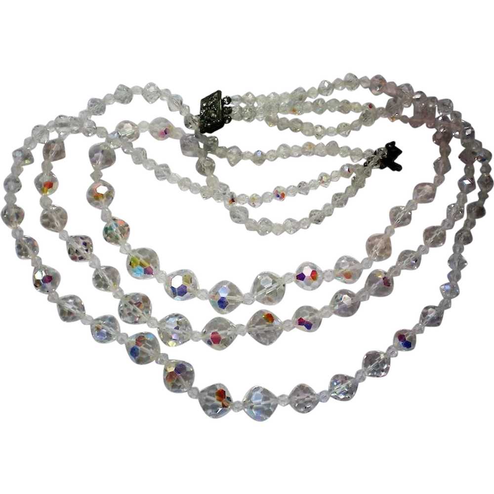 Austrian Crystal Triple Strand Necklace - image 1