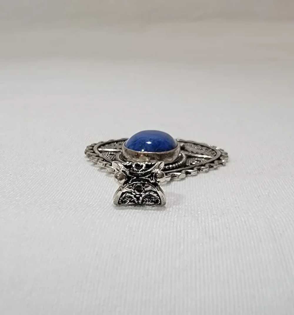 Sterling silver filigree pendant with oval lapis - image 12