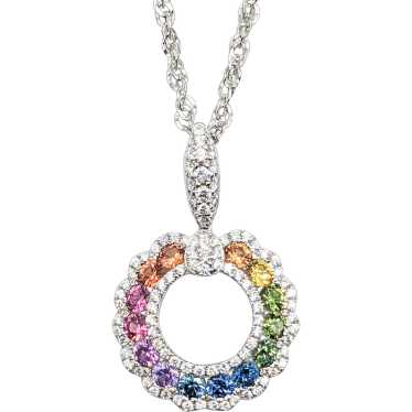 1.06ctw Multicolor Sapphire & Diamond Pendant Wit… - image 1