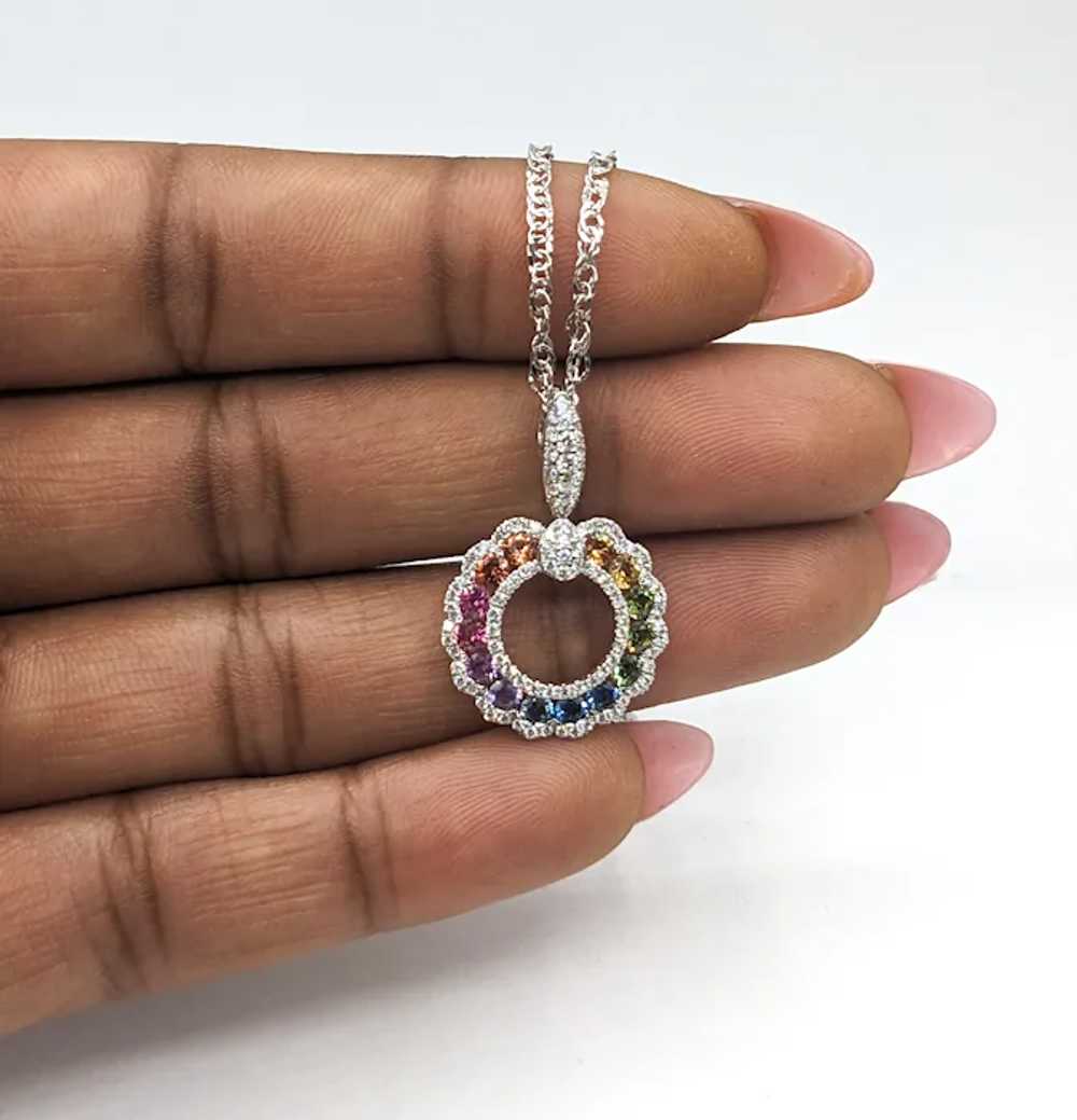 1.06ctw Multicolor Sapphire & Diamond Pendant Wit… - image 2