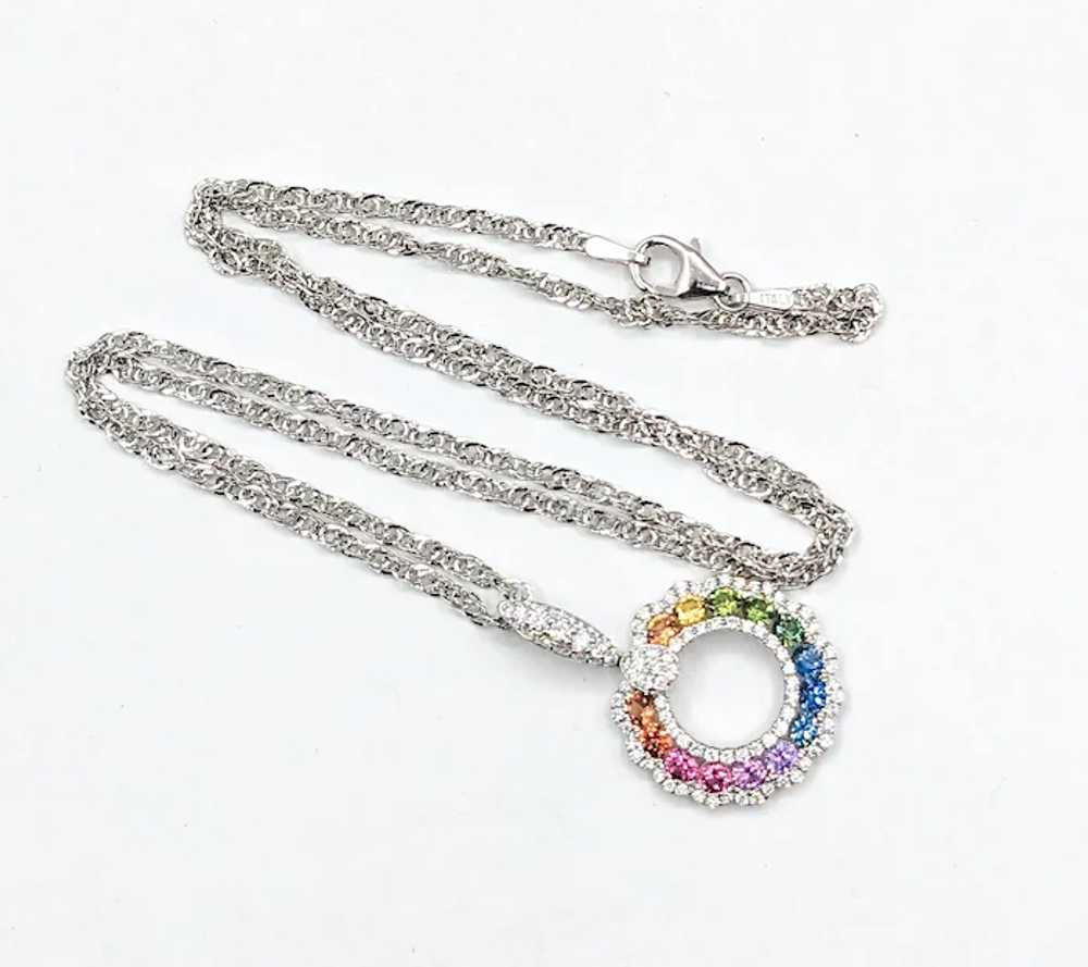 1.06ctw Multicolor Sapphire & Diamond Pendant Wit… - image 3