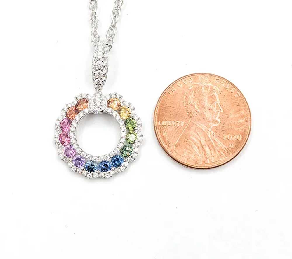 1.06ctw Multicolor Sapphire & Diamond Pendant Wit… - image 4