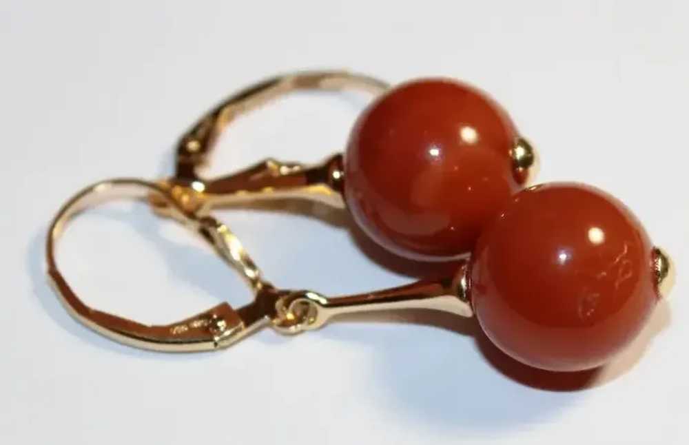 Burma Red Jade Drop Earrings - image 2