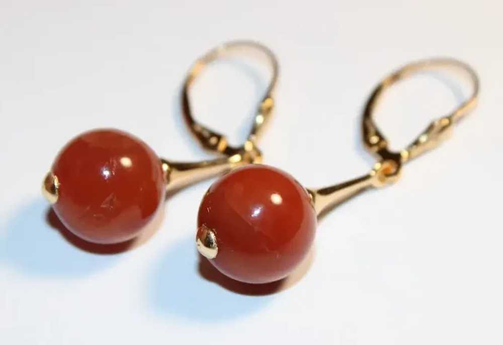 Burma Red Jade Drop Earrings - image 3