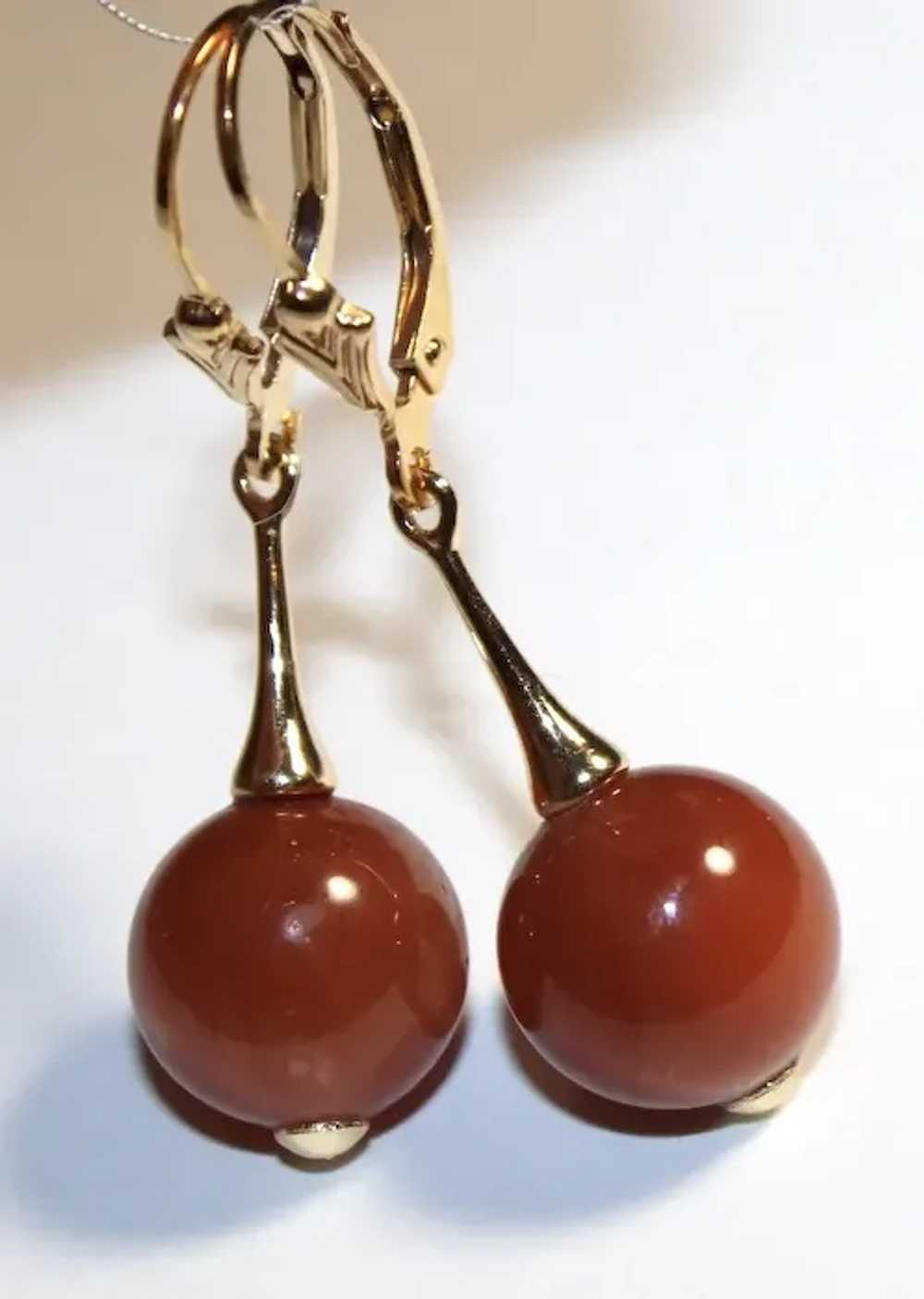 Burma Red Jade Drop Earrings - image 4