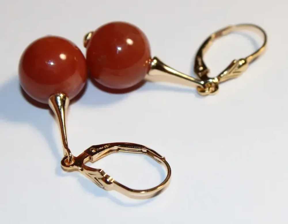 Burma Red Jade Drop Earrings - image 5