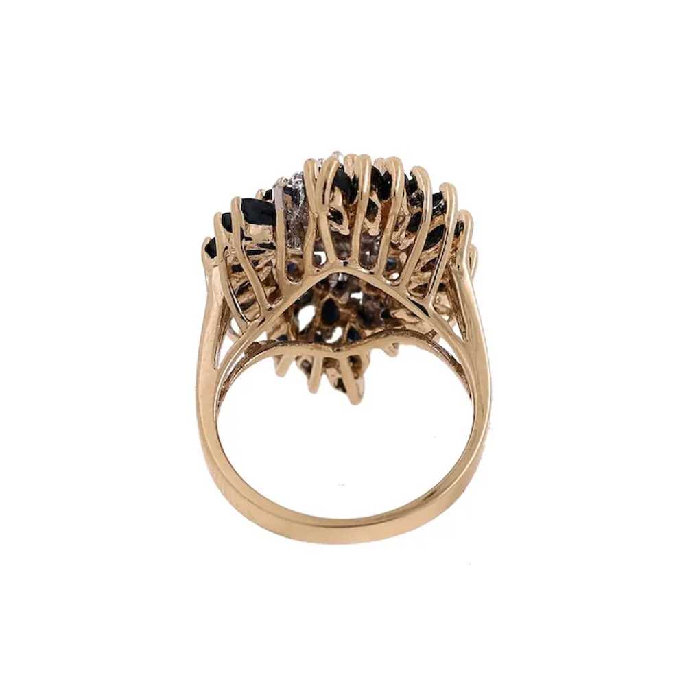 Sapphire Diamond Floral Statement Ring 10K Yellow… - image 5