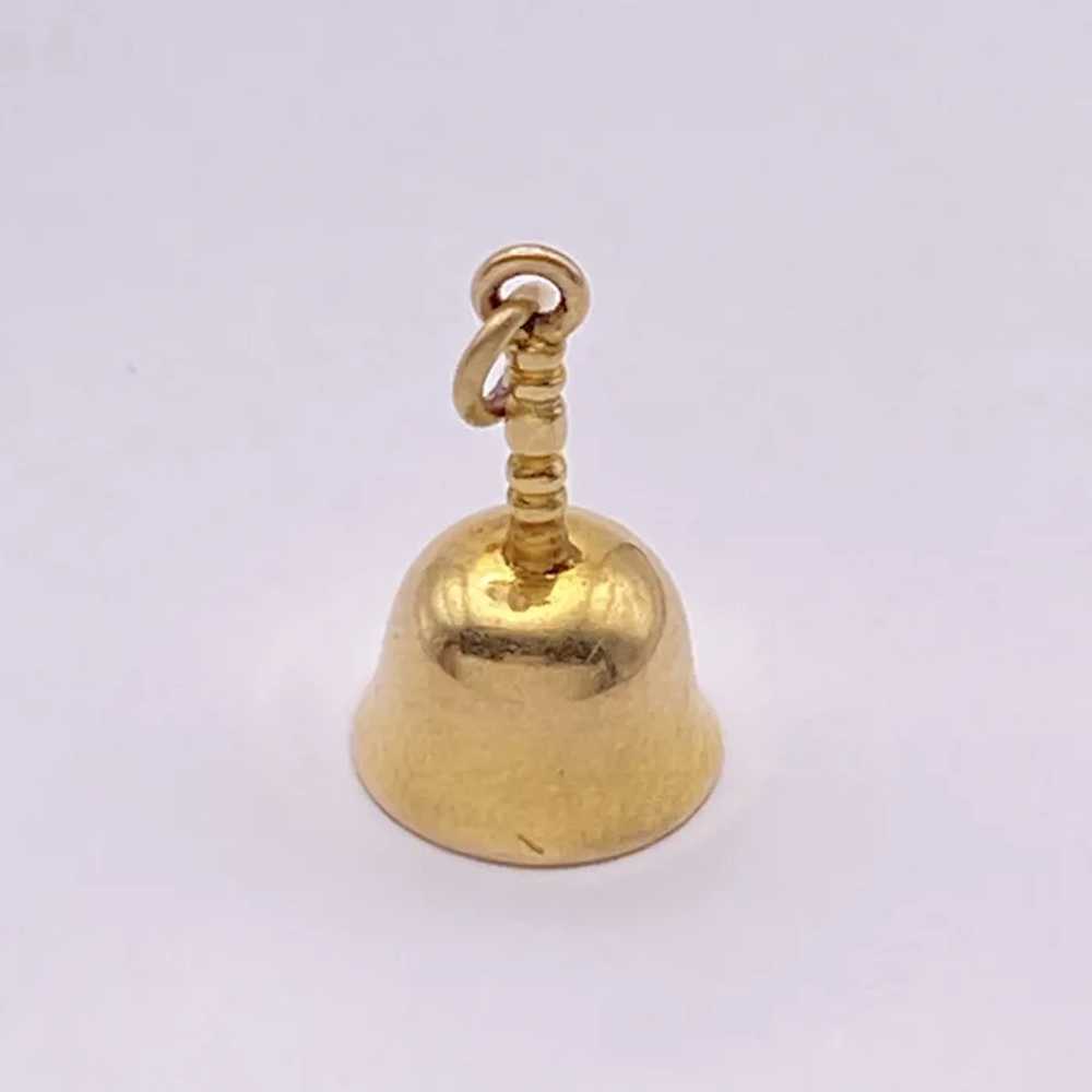 Hand Bell Vintage Charm 14K Gold Three-Dimensional - image 2