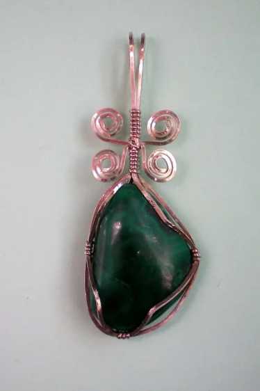 Malachite Sterling Wire Wrapped Pendant