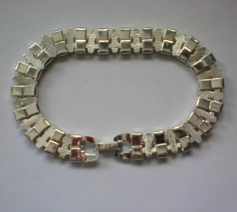 Napier Silver and Gold tone Metal Bar Link Bracel… - image 2