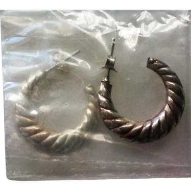 Avon Sterling Silver Fluted Hoop Earrings