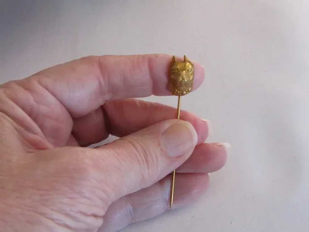 Vintage Boston Terrier Dog Stickpin Gold Filled W… - image 3