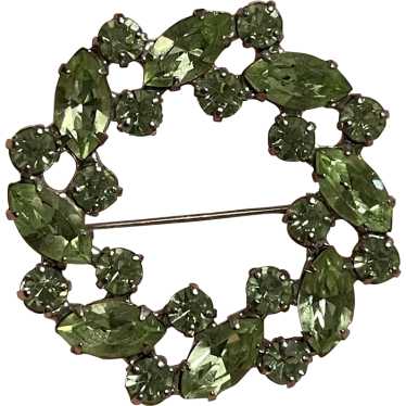 Vintage B. David Green Rhinestone Brooch