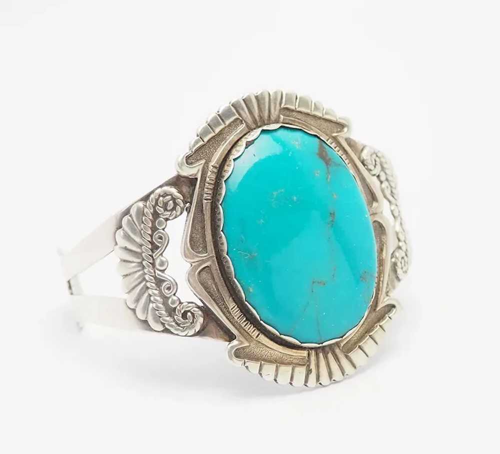 Gorgeous huge turquoise sterling silver Native Am… - image 2