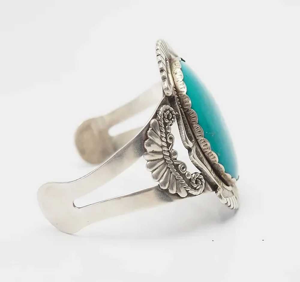 Gorgeous huge turquoise sterling silver Native Am… - image 4