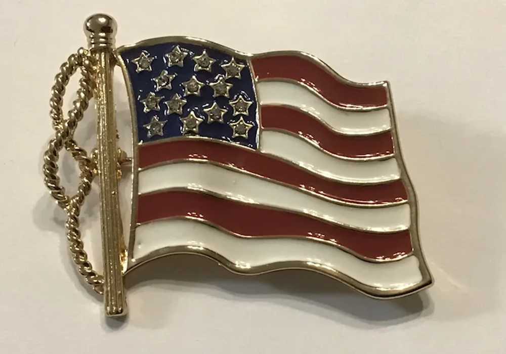 Napier Patriotic Flag Pin with Rhinestone Stars a… - image 3