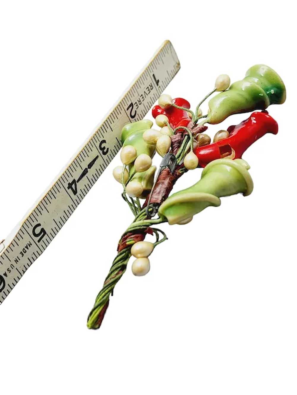 Rare Antique Hand Wired Floral Stem Brooch (A745) - image 6