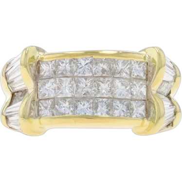 Yellow Gold Diamond Cluster Band -18k Invisible Se