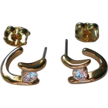 Sparkling CZ Pierced Earrings - image 1