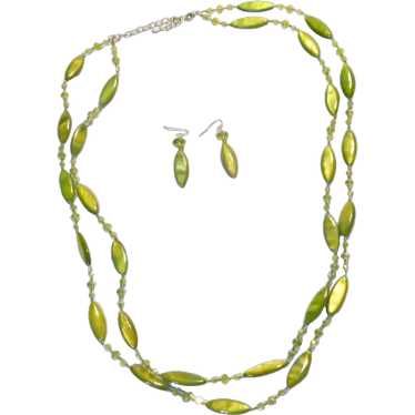 Lime Green Necklace and Earrings