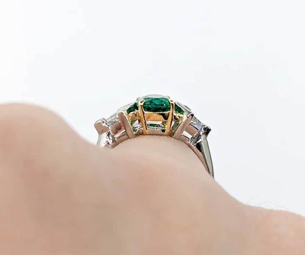 Emerald & Kite Shape Diamond Ring In Platinum - image 10