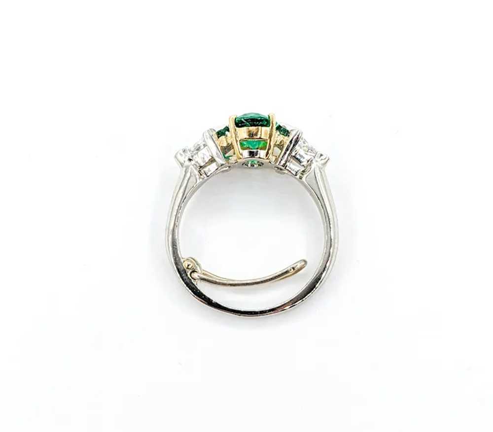 Emerald & Kite Shape Diamond Ring In Platinum - image 11