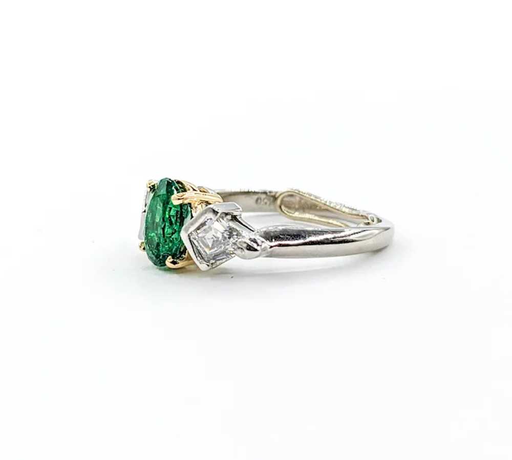 Emerald & Kite Shape Diamond Ring In Platinum - image 6