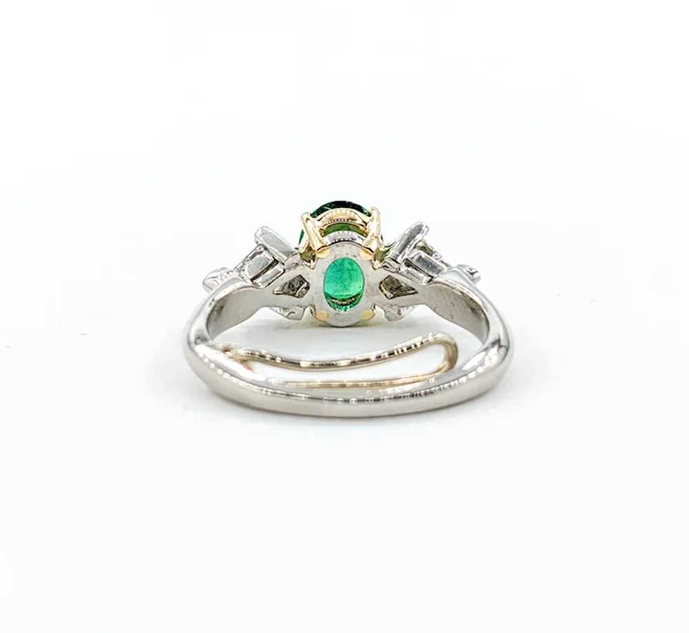 Emerald & Kite Shape Diamond Ring In Platinum - image 8