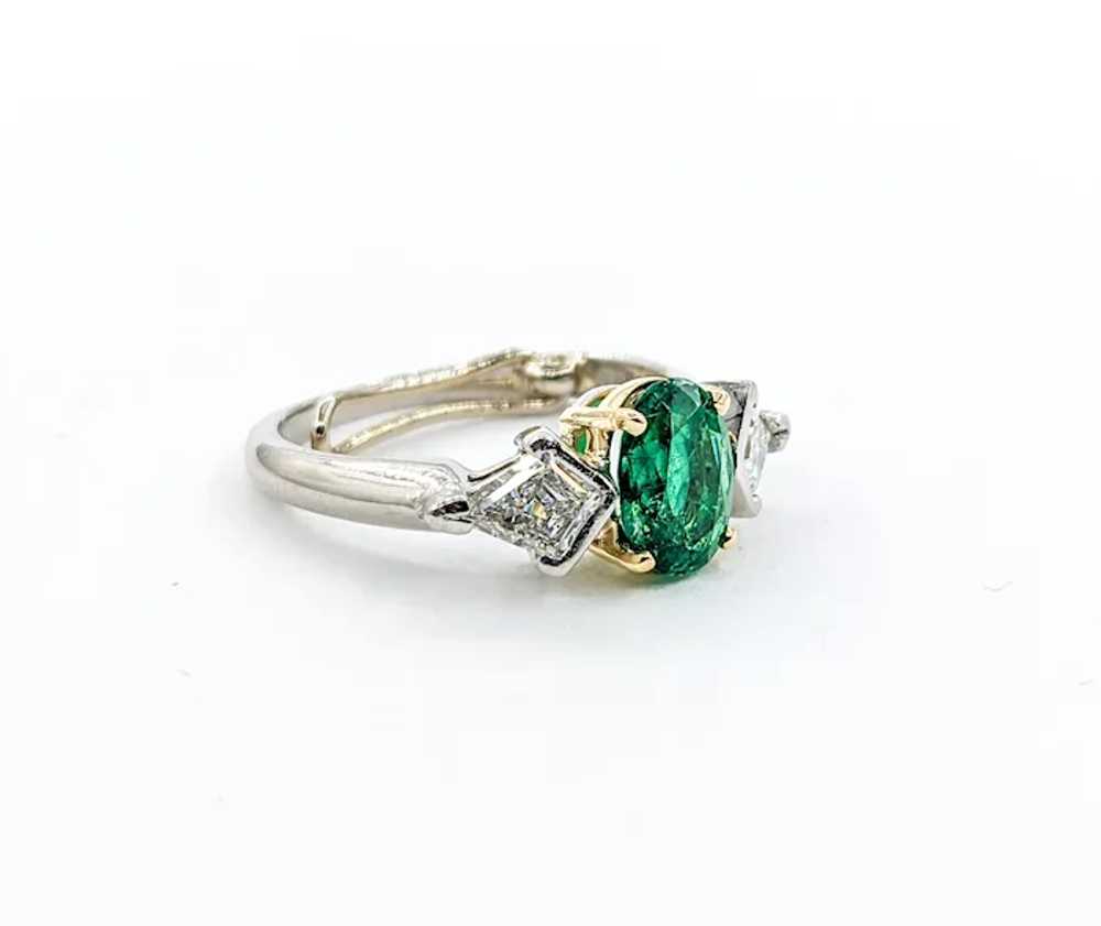 Emerald & Kite Shape Diamond Ring In Platinum - image 9