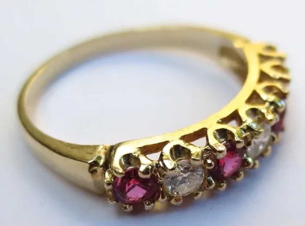 Beautiful Ruby & Diamond 14k Gold Wedding Ring An… - image 6