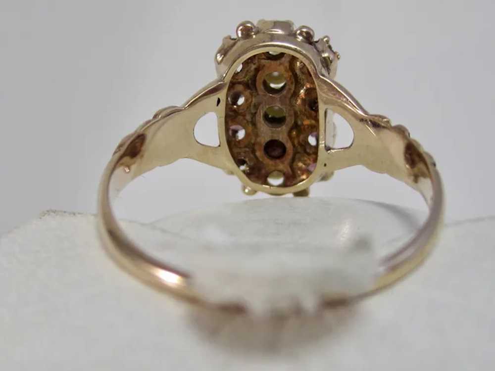 Antique 1880's Garnet Seed Pearl Ring 14K Gold - image 7