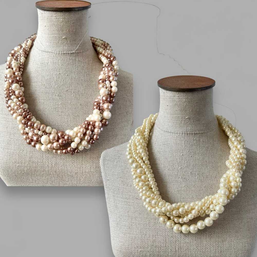 BUNDLE 7 Strand Twisted Choker Faux Pearl Necklac… - image 1