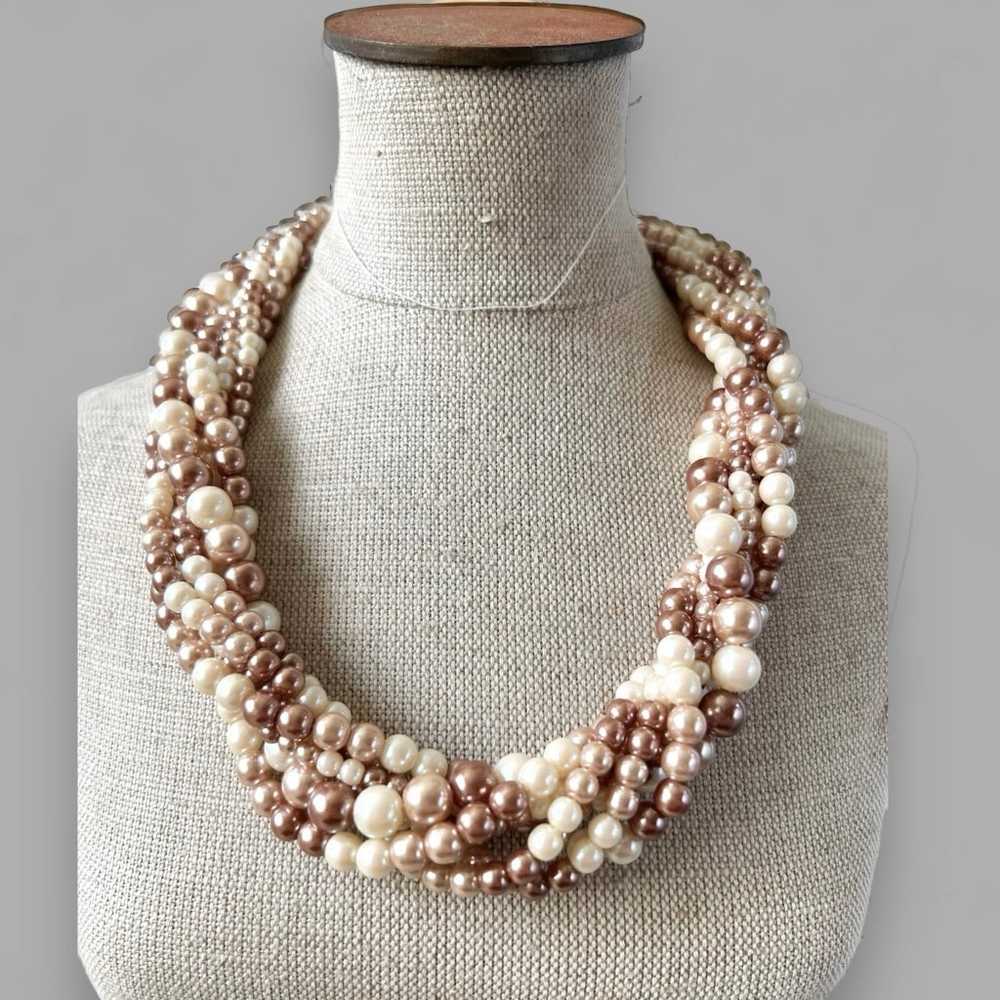 BUNDLE 7 Strand Twisted Choker Faux Pearl Necklac… - image 3