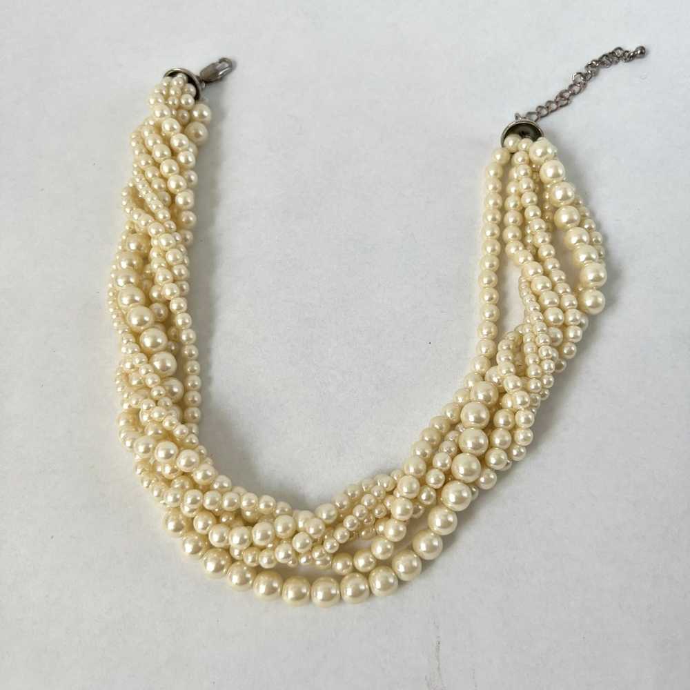 BUNDLE 7 Strand Twisted Choker Faux Pearl Necklac… - image 4