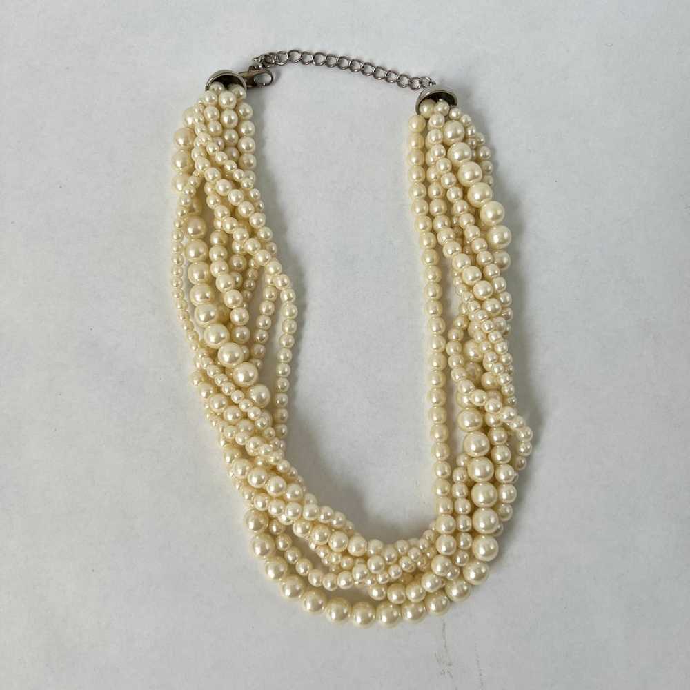 BUNDLE 7 Strand Twisted Choker Faux Pearl Necklac… - image 5